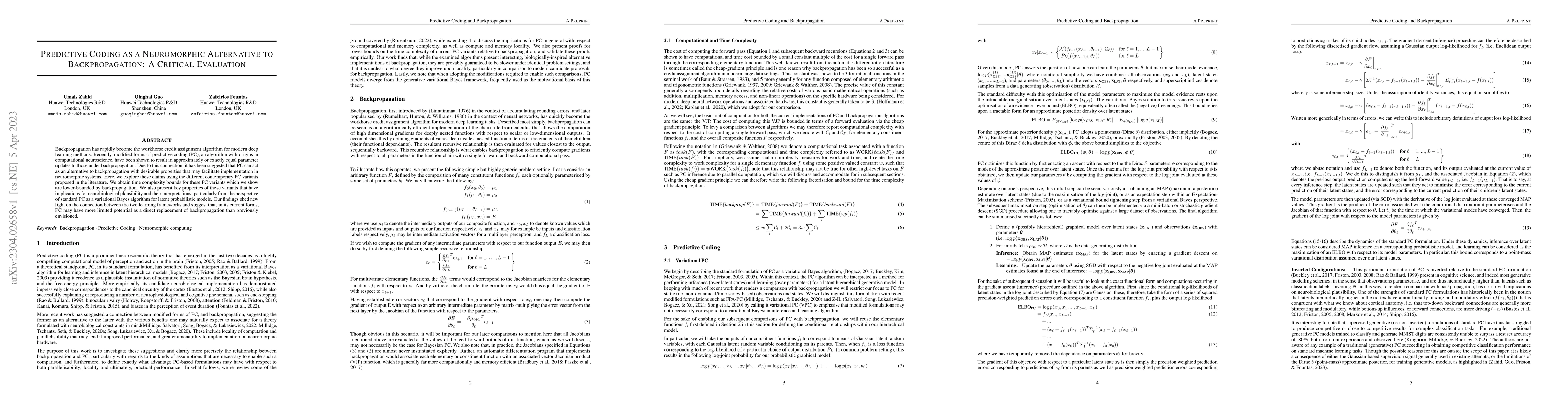 Thumbnail for Predictive Coding as a Neuromorphic Alternative to Backpropagation: A
  Critical Evaluation