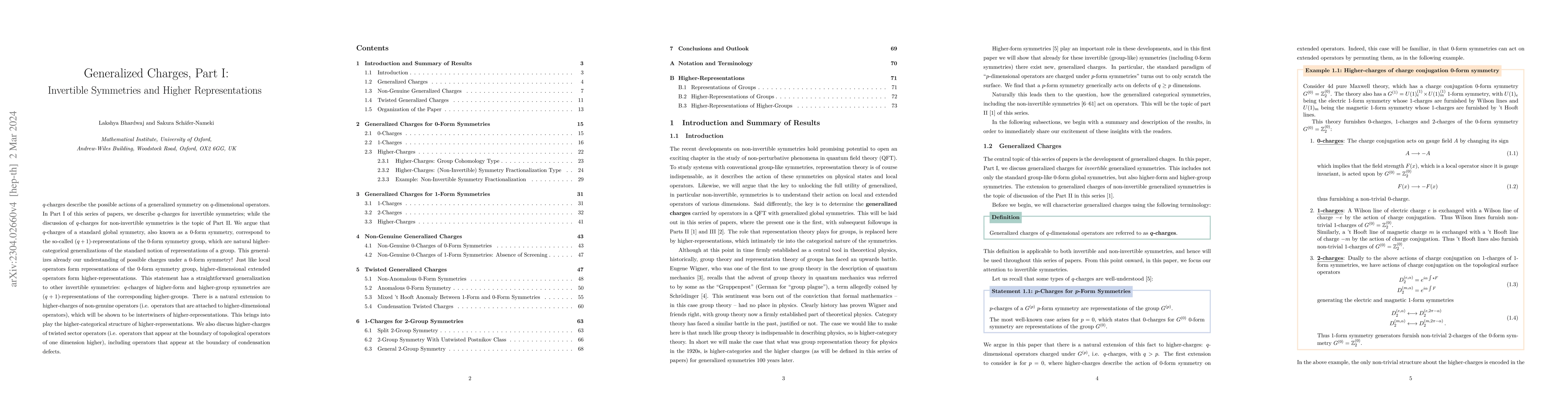 Thumbnail for Generalized Charges, Part I: Invertible Symmetries and Higher
  Representations