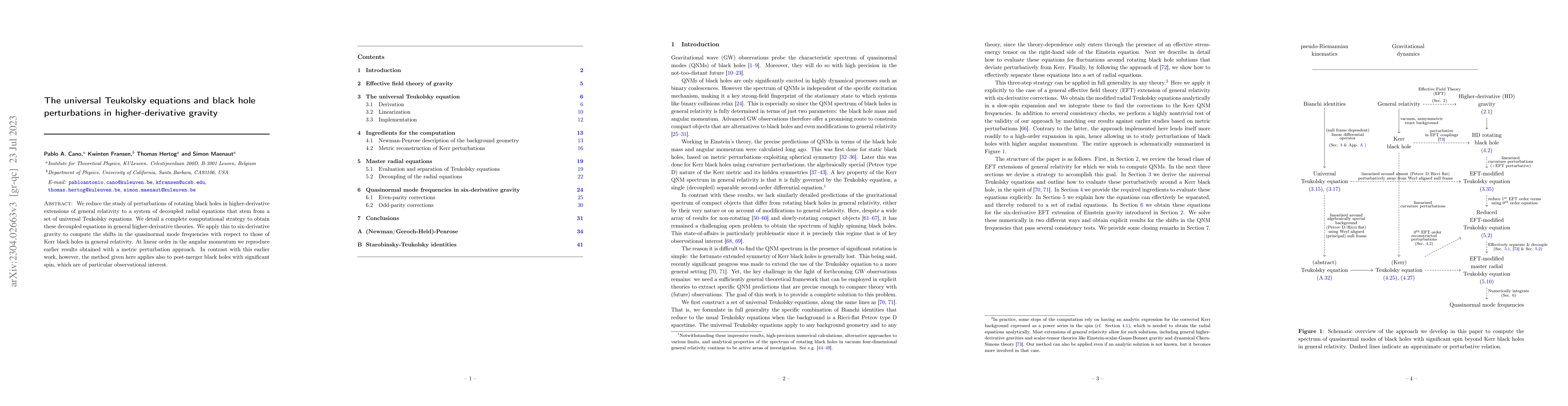 Thumbnail for The universal Teukolsky equations and black hole perturbations in
  higher-derivative gravity