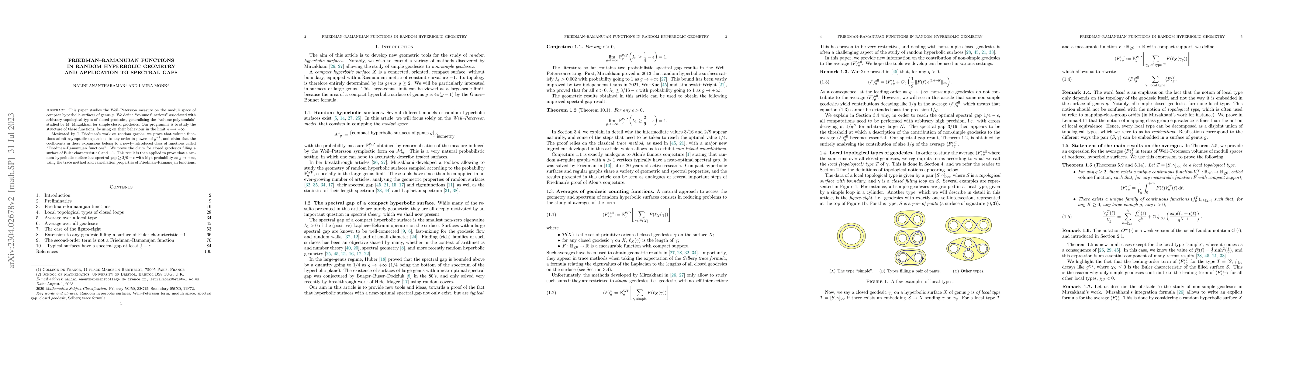Thumbnail for Friedman-Ramanujan functions in random hyperbolic geometry and
  application to spectral gaps