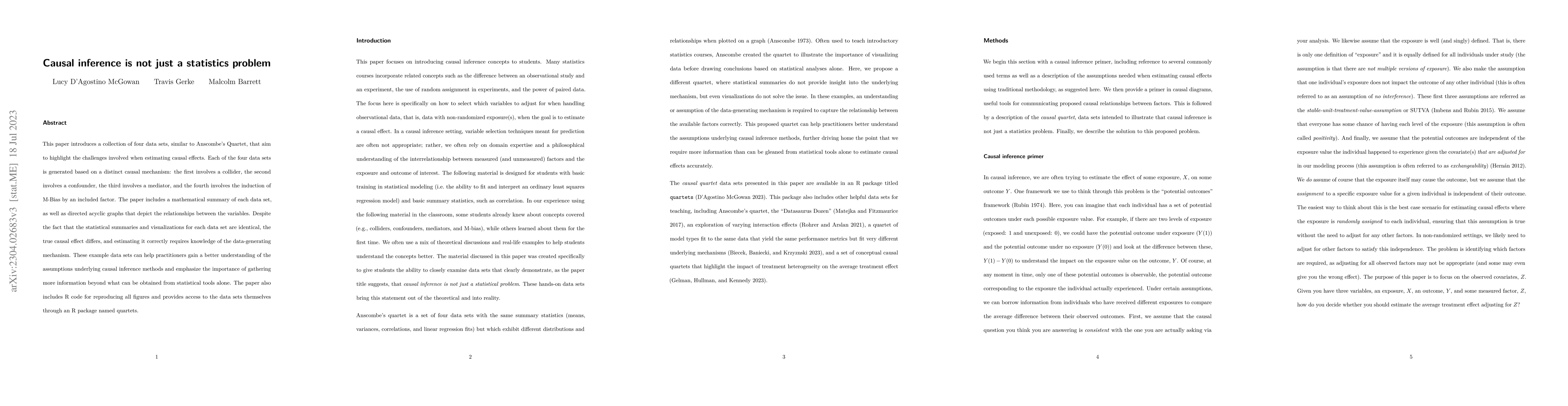 Thumbnail for Causal inference is not just a statistics problem