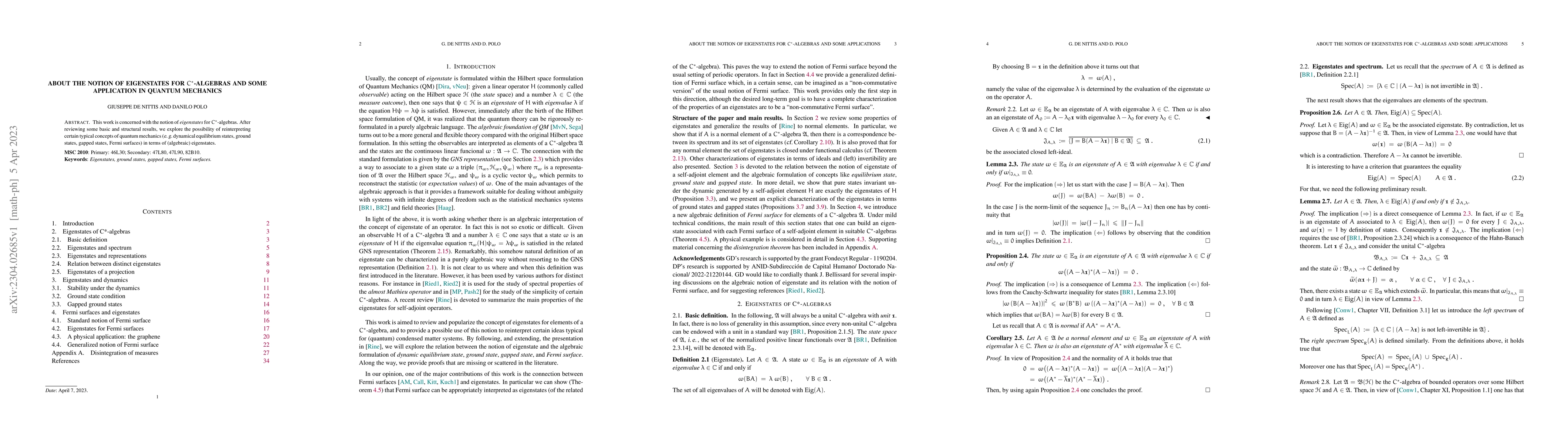 Thumbnail for About the notion of eigenstates for $C^*$-algebras and some application
  in Quantum Mechanics