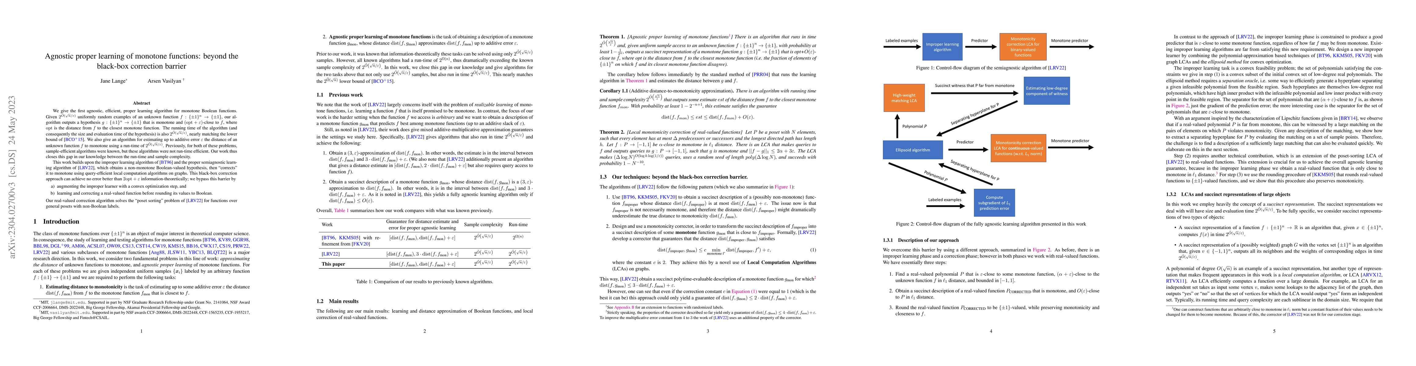 Thumbnail for Agnostic proper learning of monotone functions: beyond the black-box
  correction barrier