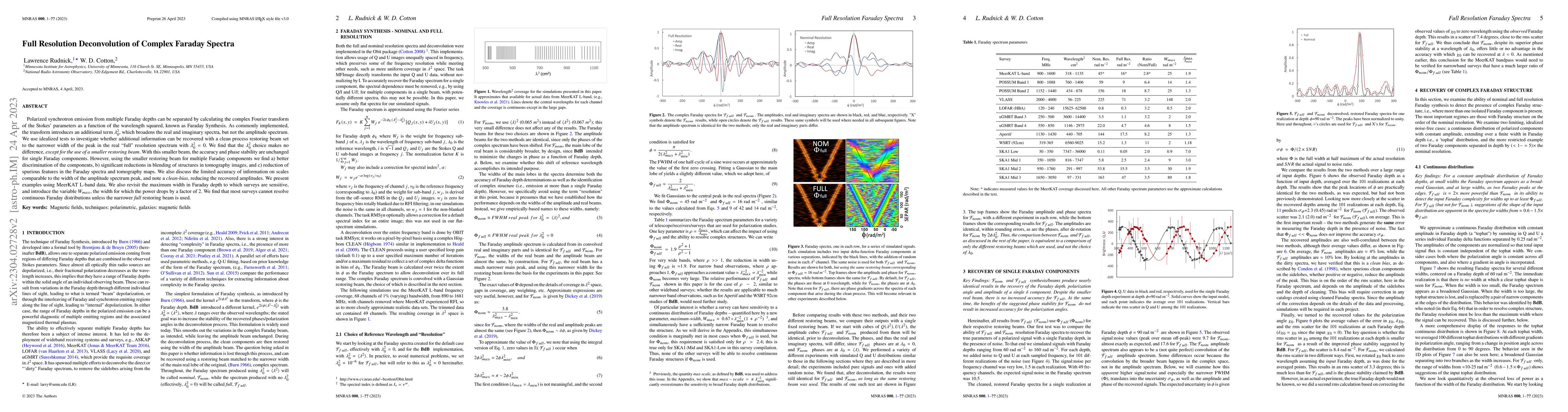 Thumbnail for Full Resolution Deconvolution of Complex Faraday Spectra