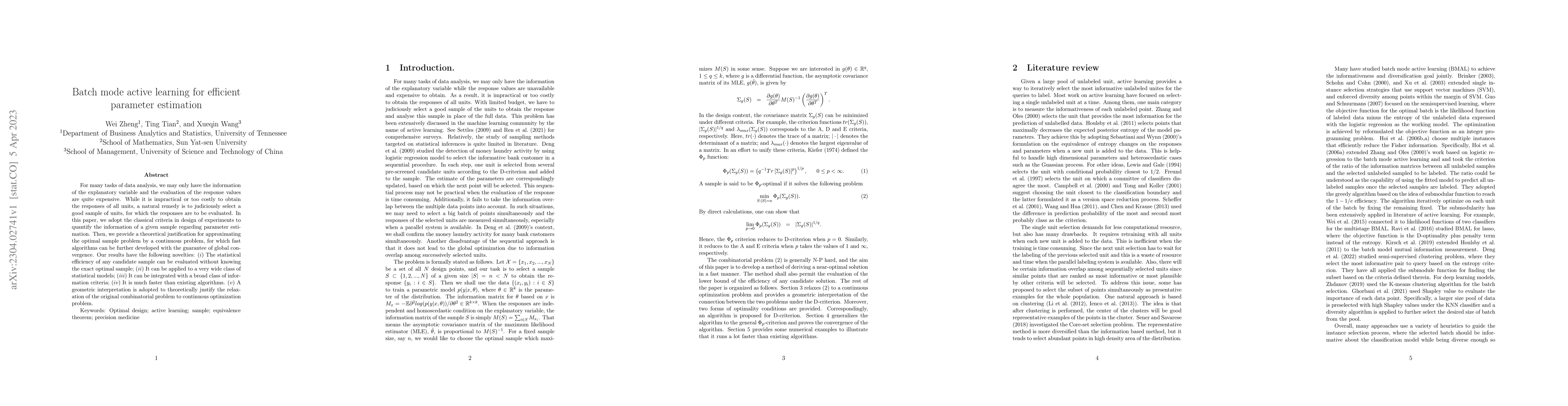 Thumbnail for Batch mode active learning for efficient parameter estimation