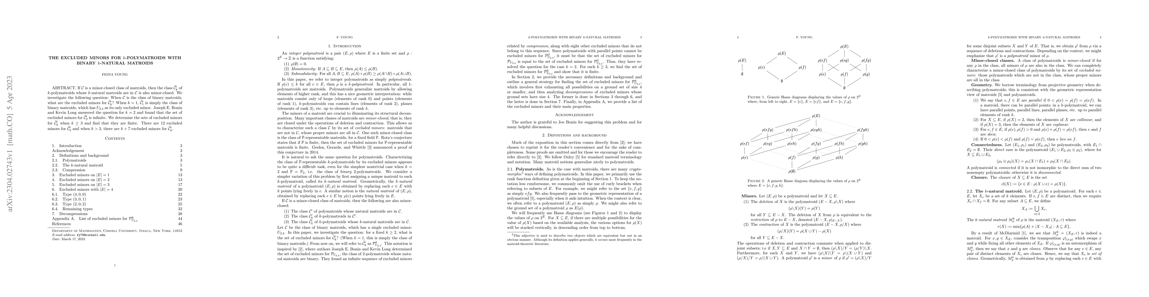 Thumbnail for The excluded minors for $k$-polymatroids with binary $k$-natural
  matroids