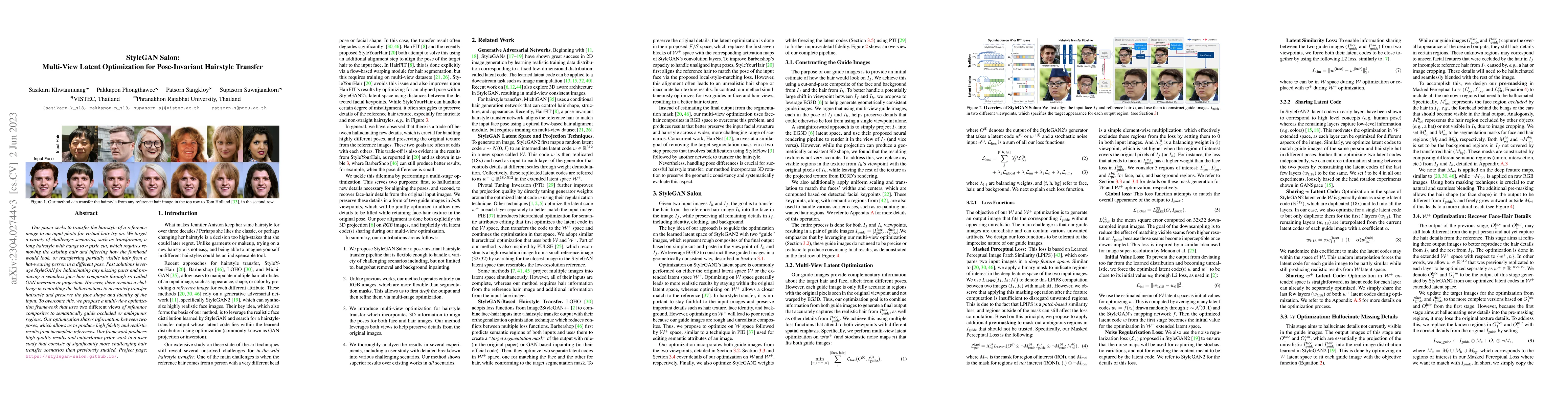 Thumbnail for StyleGAN Salon: Multi-View Latent Optimization for Pose-Invariant
  Hairstyle Transfer