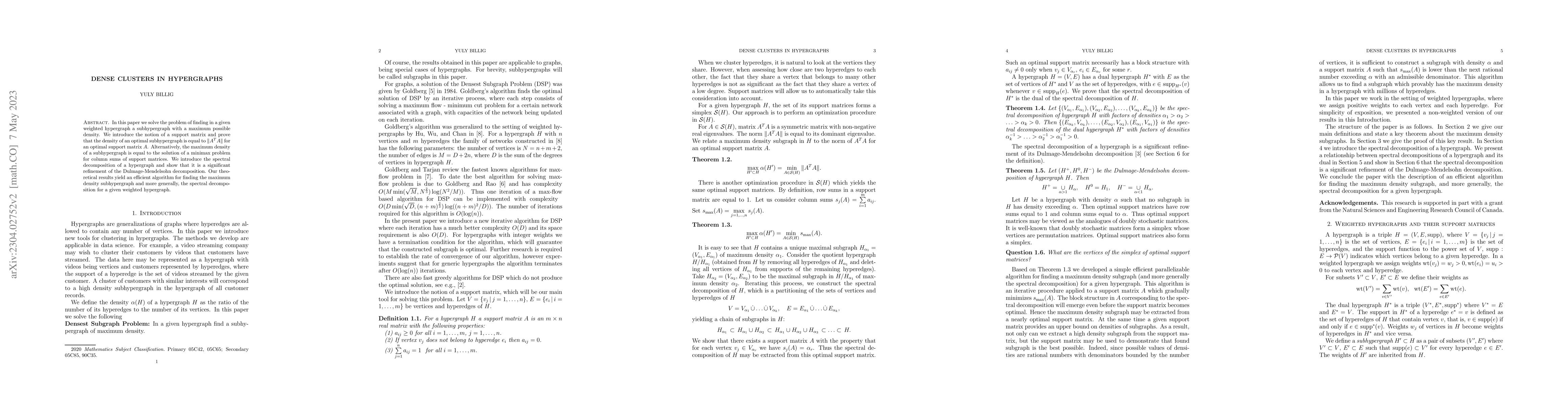 Thumbnail for Dense clusters in hypergraphs