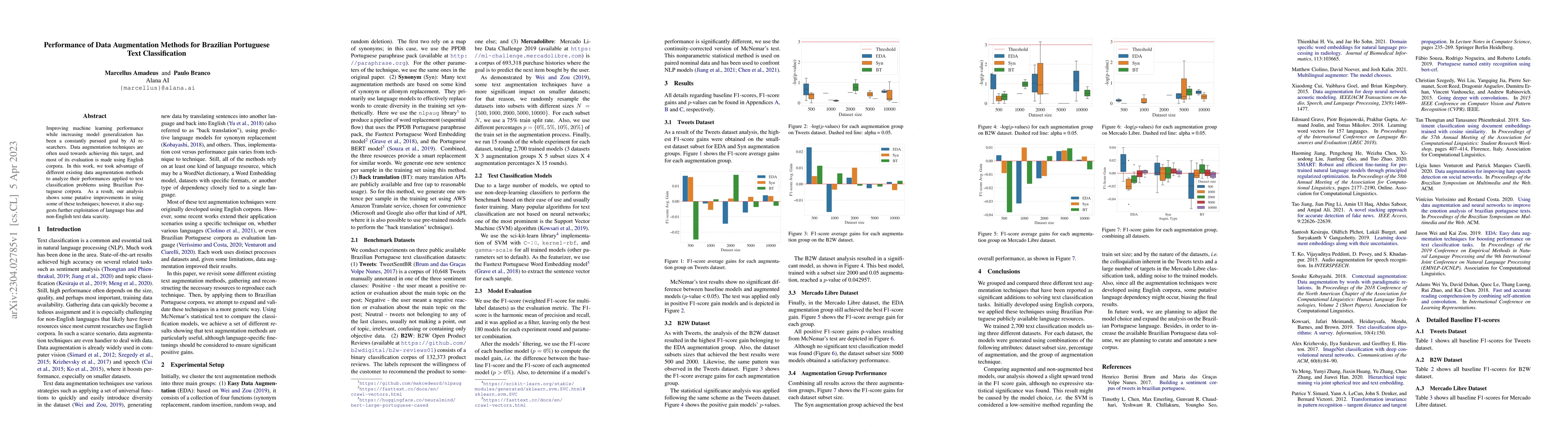 Thumbnail for Performance of Data Augmentation Methods for Brazilian Portuguese Text
  Classification