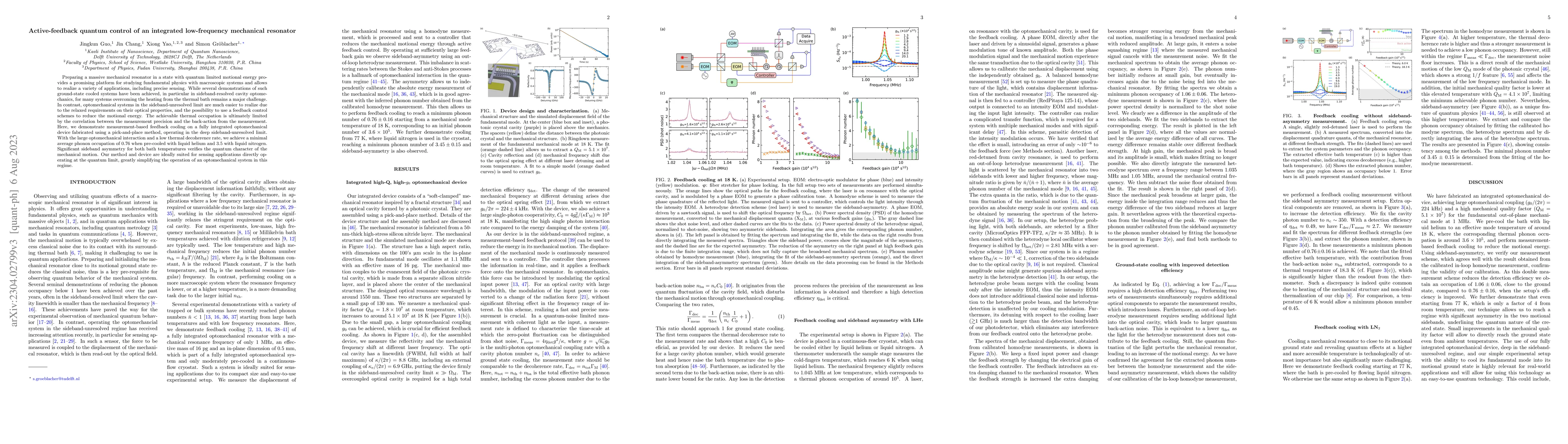 Thumbnail for Active-feedback quantum control of an integrated low-frequency
  mechanical resonator
