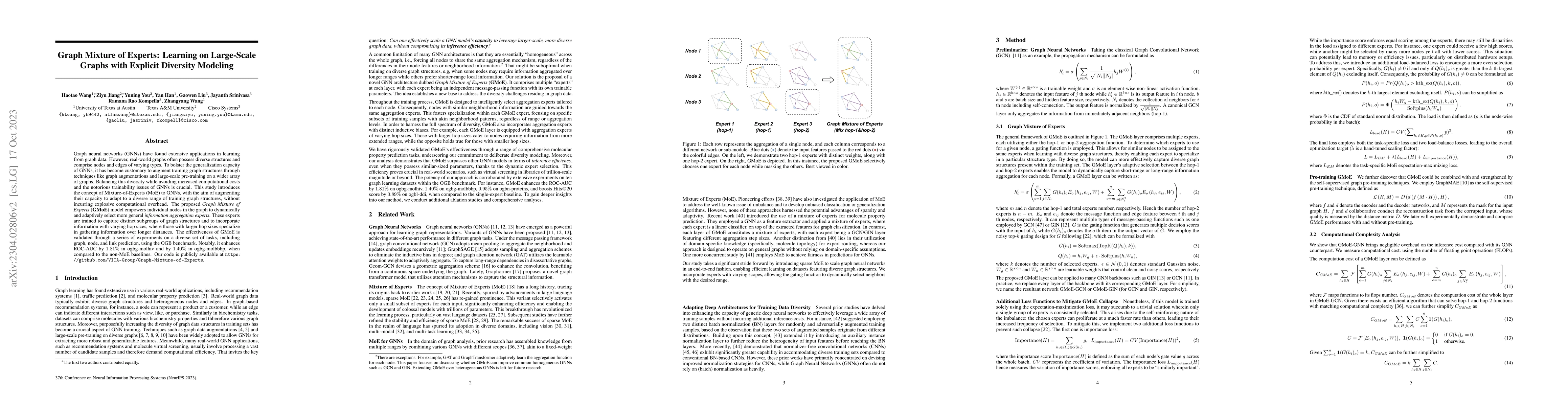 Thumbnail for Graph Mixture of Experts: Learning on Large-Scale Graphs with Explicit
  Diversity Modeling