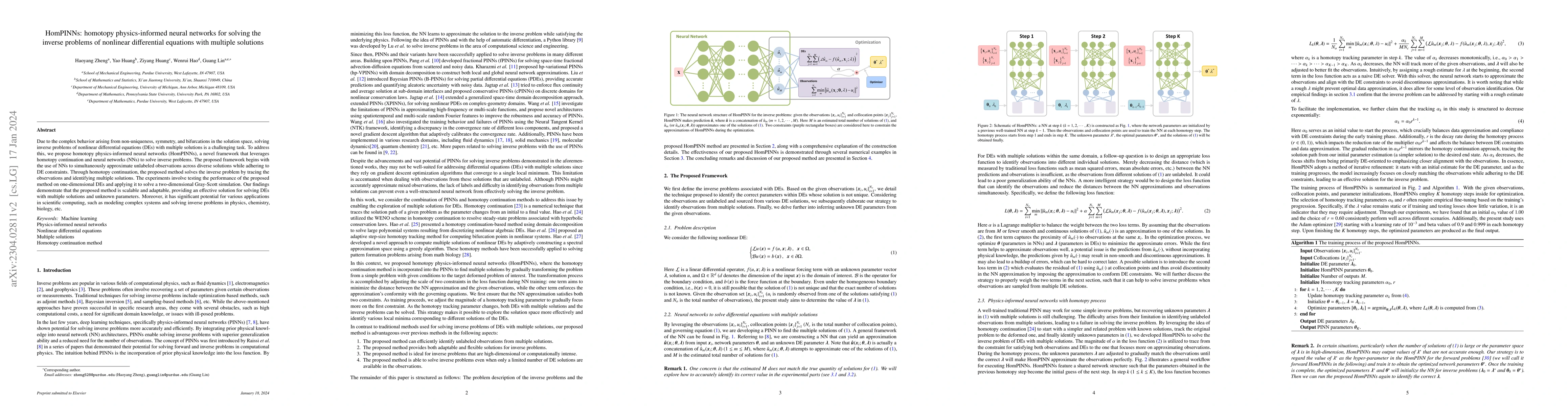 Thumbnail for HomPINNs: homotopy physics-informed neural networks for solving the
  inverse problems of nonlinear differential equations with multiple solutions