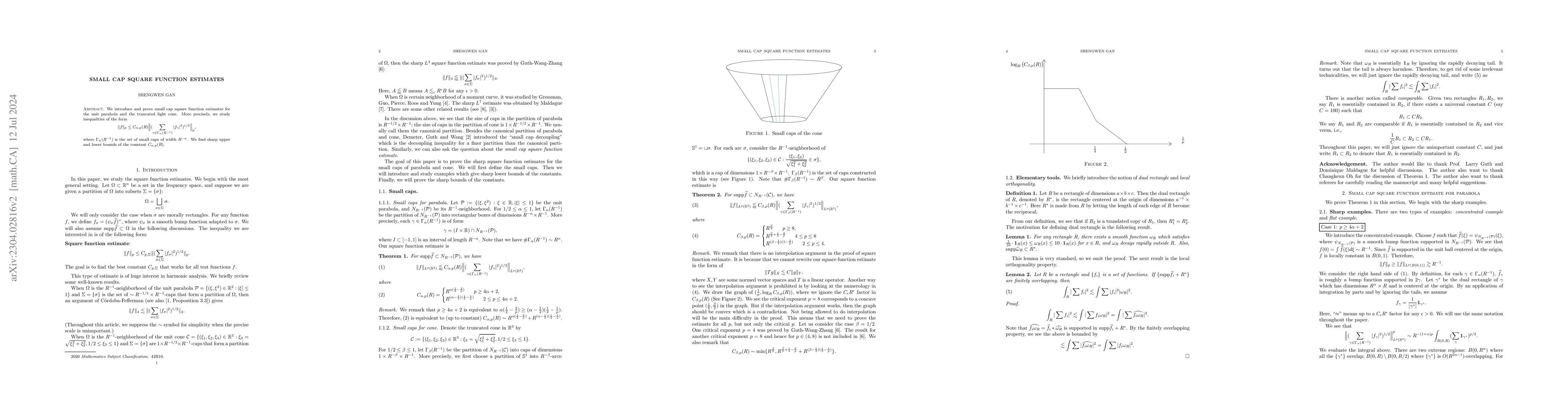 Thumbnail for Small cap square function estimates