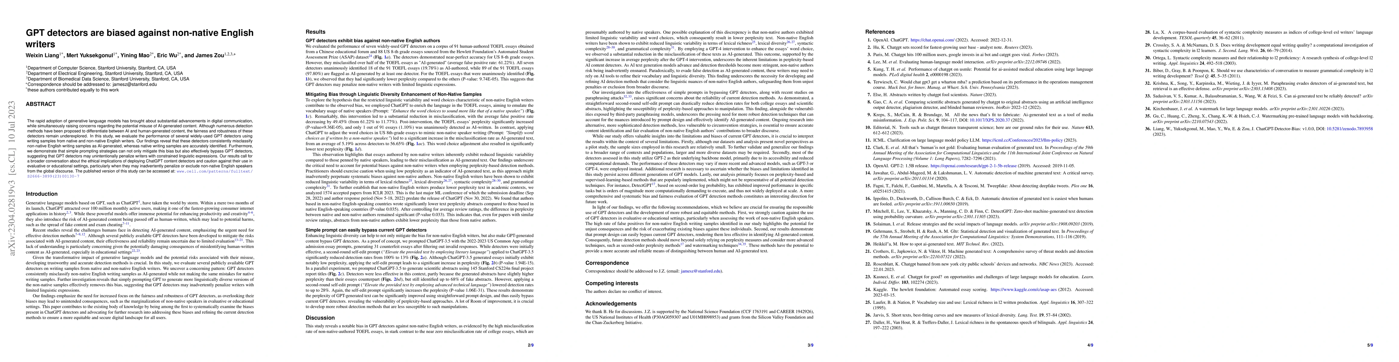 Thumbnail for GPT detectors are biased against non-native English writers