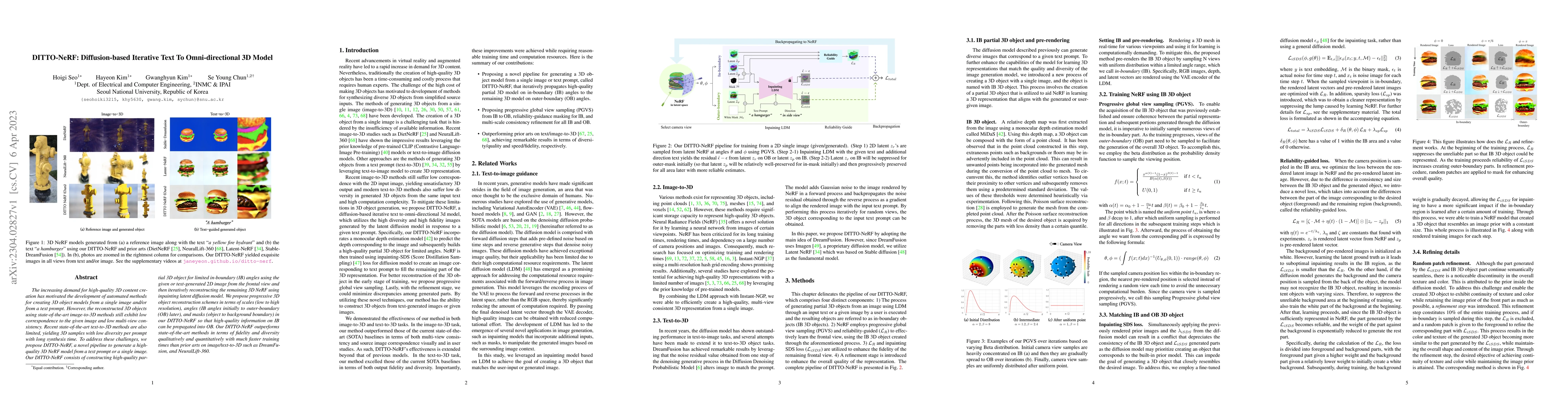 Thumbnail for DITTO-NeRF: Diffusion-based Iterative Text To Omni-directional 3D Model