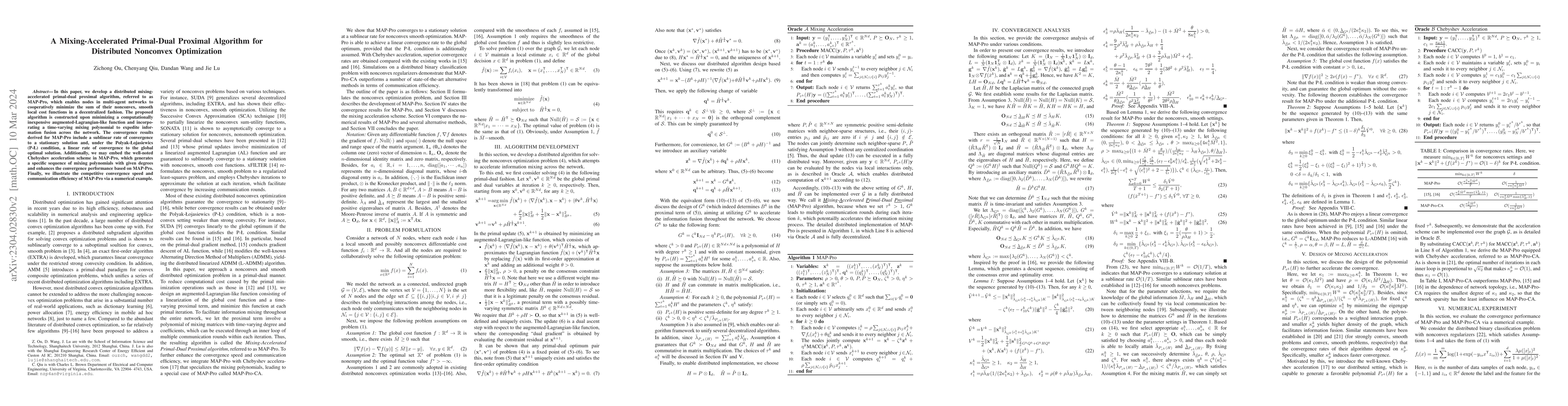 Thumbnail for A Mixing-Accelerated Primal-Dual Proximal Algorithm for Distributed
  Nonconvex Optimization