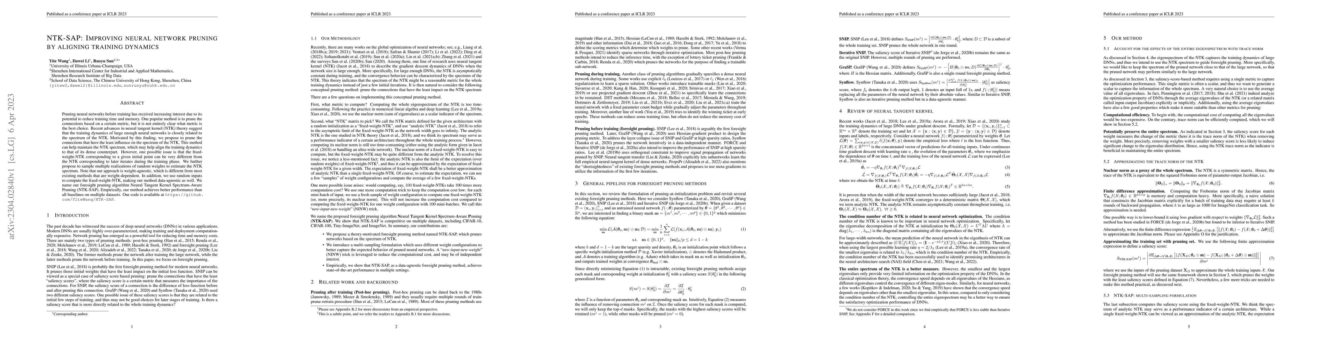 Thumbnail for NTK-SAP: Improving neural network pruning by aligning training dynamics