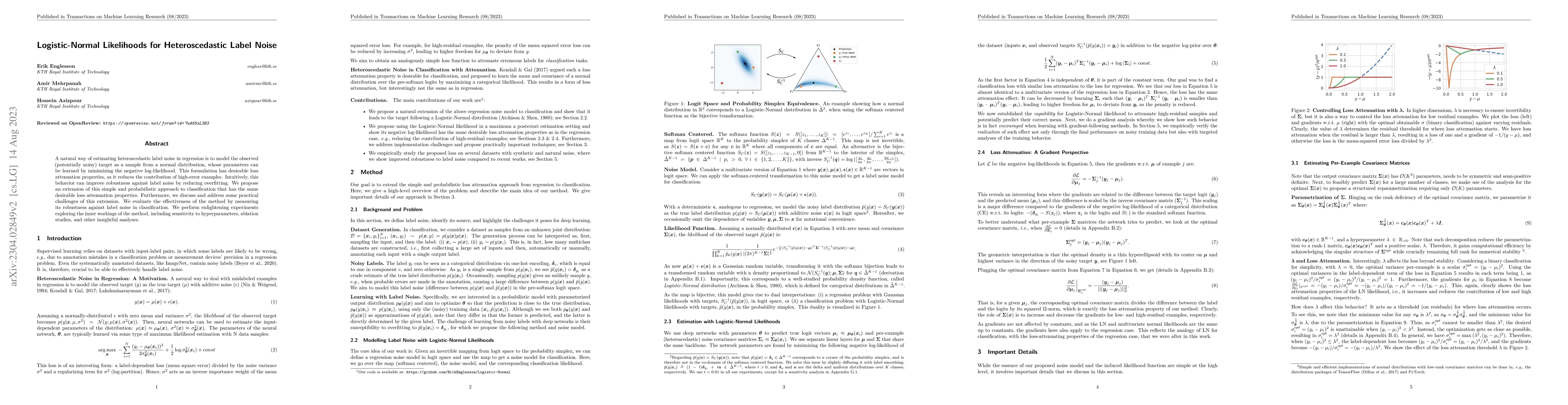 Thumbnail for Logistic-Normal Likelihoods for Heteroscedastic Label Noise