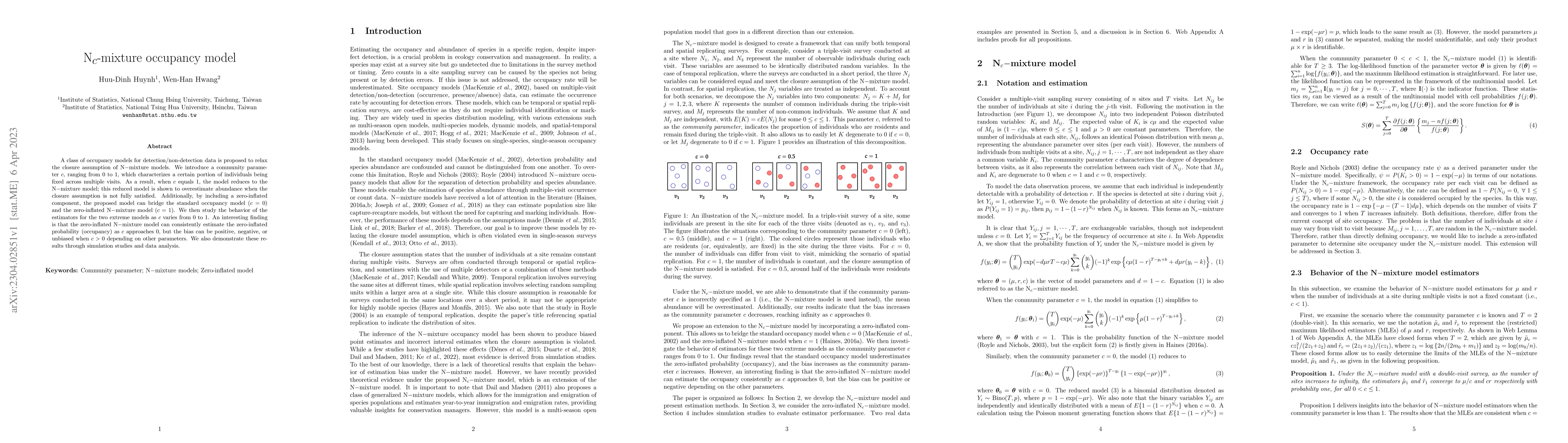 Thumbnail for N$_c$-mixture occupancy model