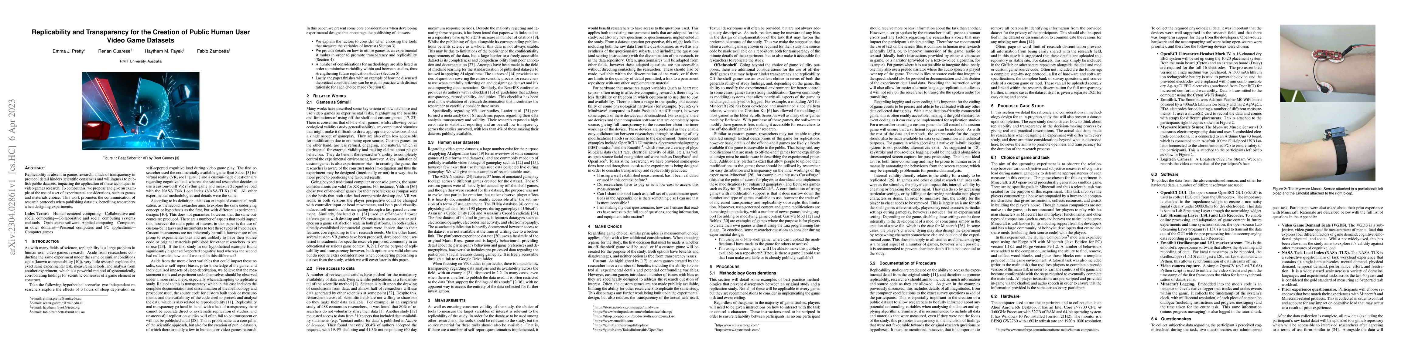 Thumbnail for Replicability and Transparency for the Creation of Public Human User
  Video Game Datasets