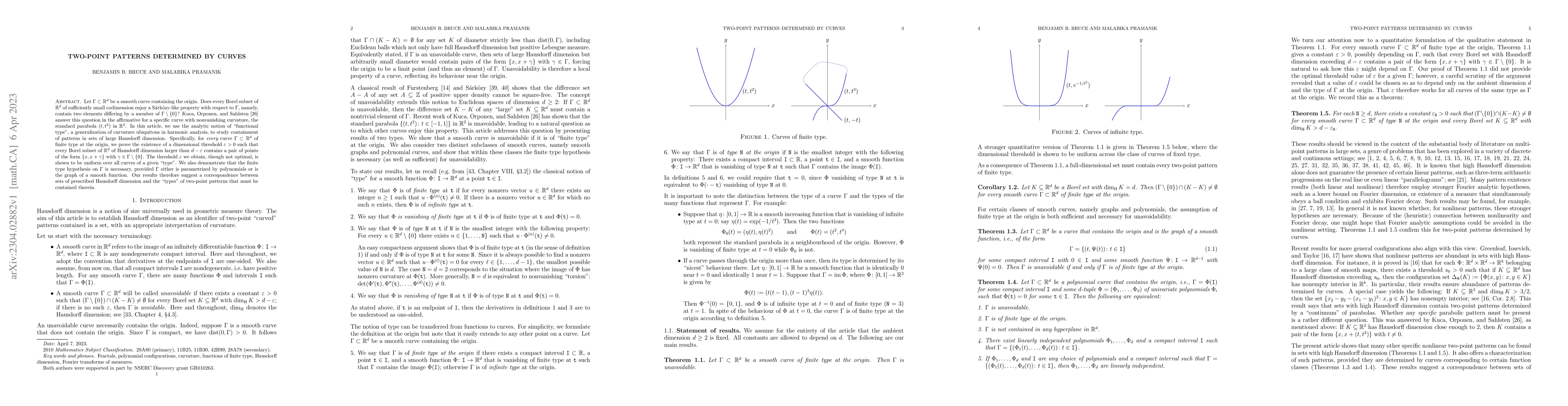 Thumbnail for Two-point patterns determined by curves