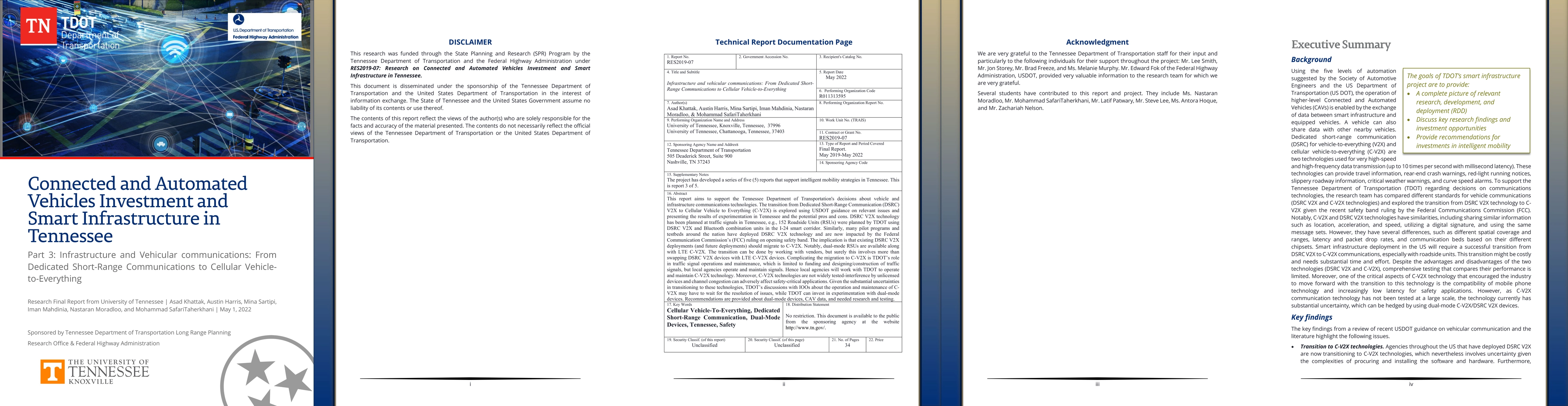 Thumbnail for Connected and Automated Vehicles Investment and Smart Infrastructure in
  Tennessee Part 3: Infrastructure and Vehicular communications: From Dedicated
  Short-Range Communications to Cellular Vehicle-to-Everything