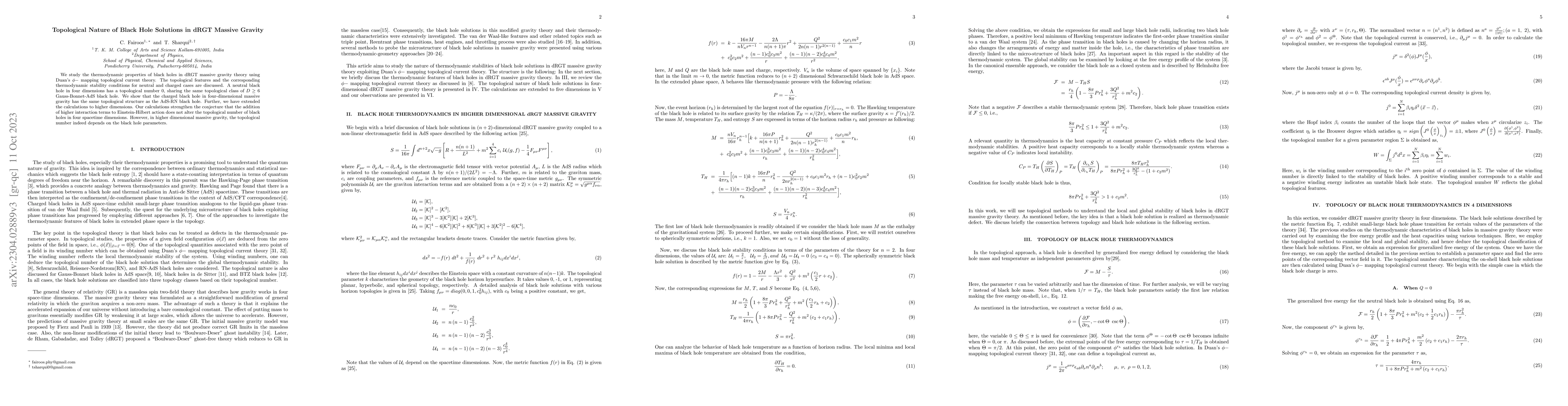 Thumbnail for Topological Nature of Black Hole Solutions in dRGT Massive Gravity