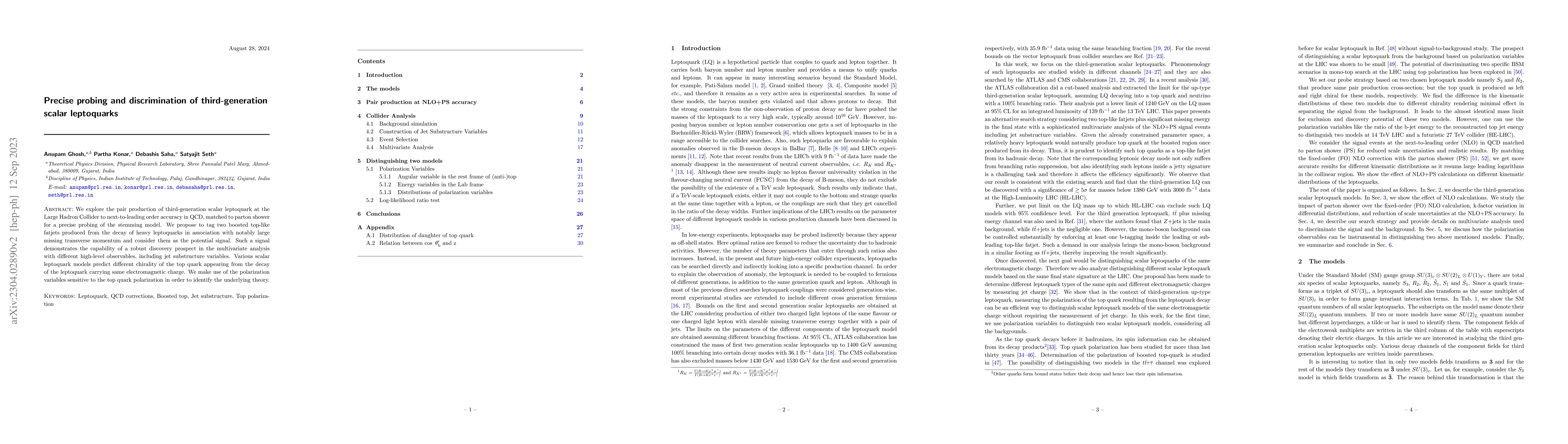 Thumbnail for Precise probing and discrimination of third-generation scalar
  leptoquarks