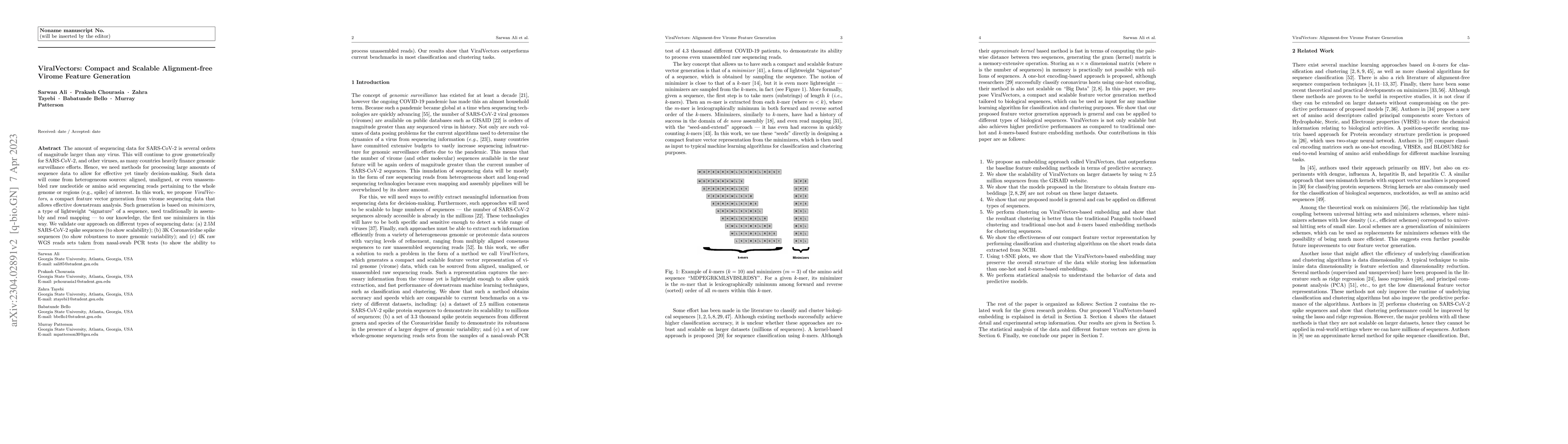 Thumbnail for ViralVectors: Compact and Scalable Alignment-free Virome Feature
  Generation