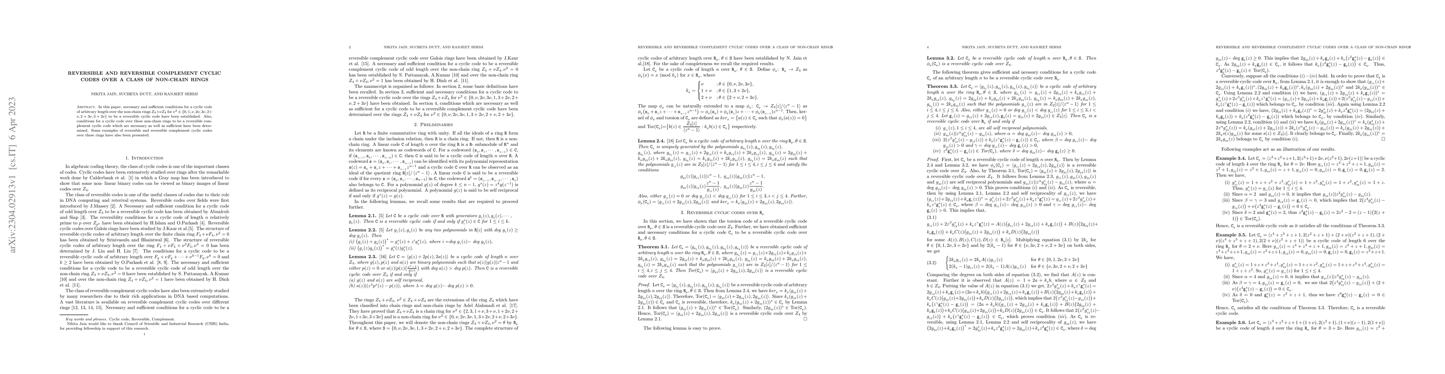 Thumbnail for Reversible and Reversible Complement Cyclic codes over a class of
  non-chain rings