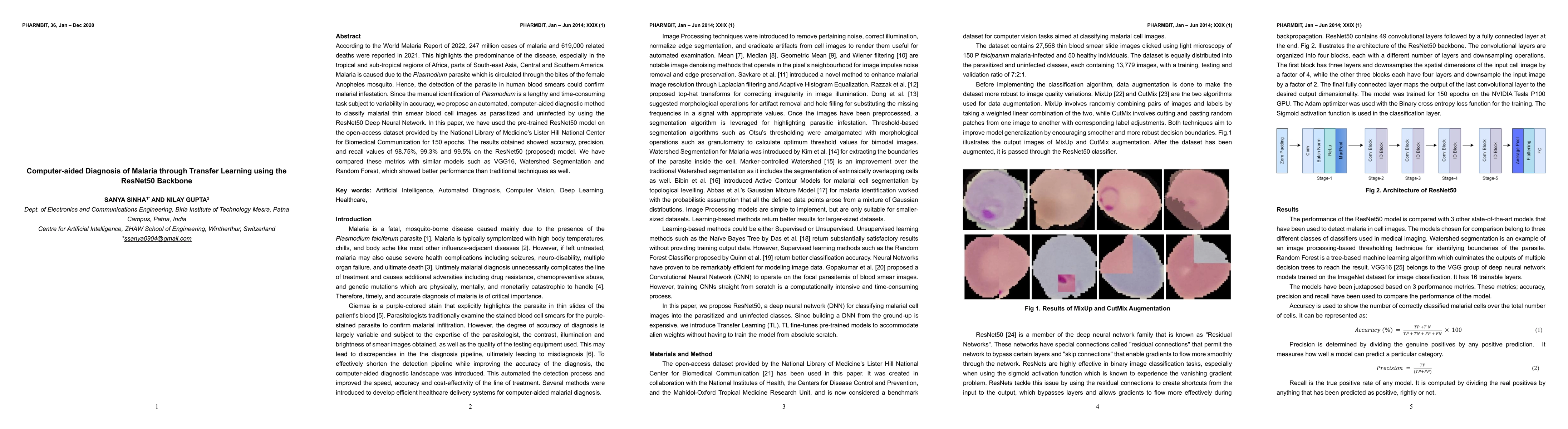 Thumbnail for Computer-aided Diagnosis of Malaria through Transfer Learning using the
  ResNet50 Backbone