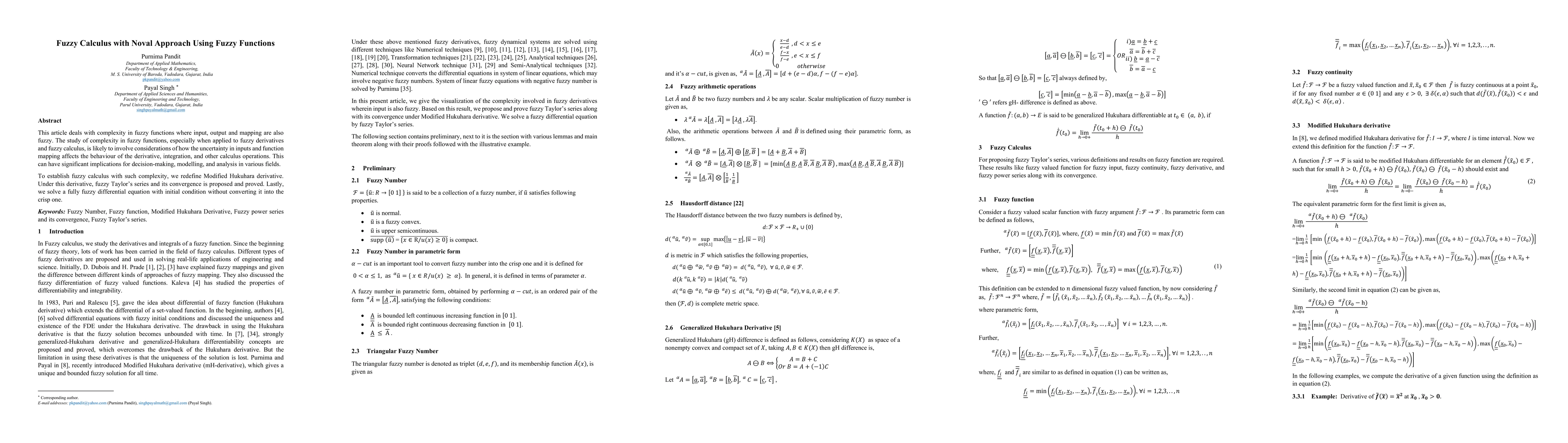 Thumbnail for Fuzzy Calculus with Noval Approach Using Fuzzy Functions