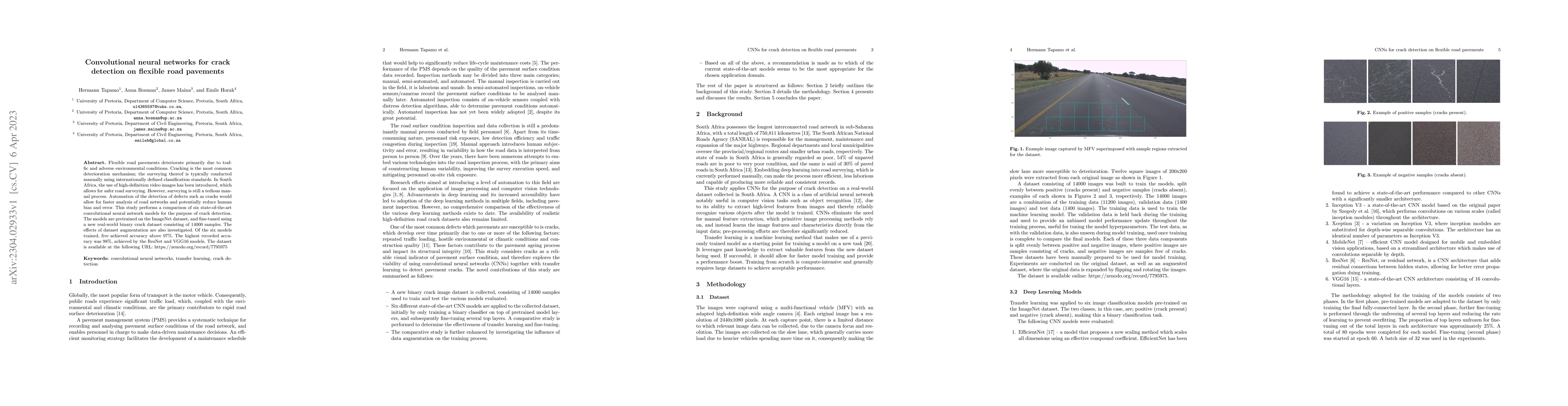 Thumbnail for Convolutional neural networks for crack detection on flexible road
  pavements
