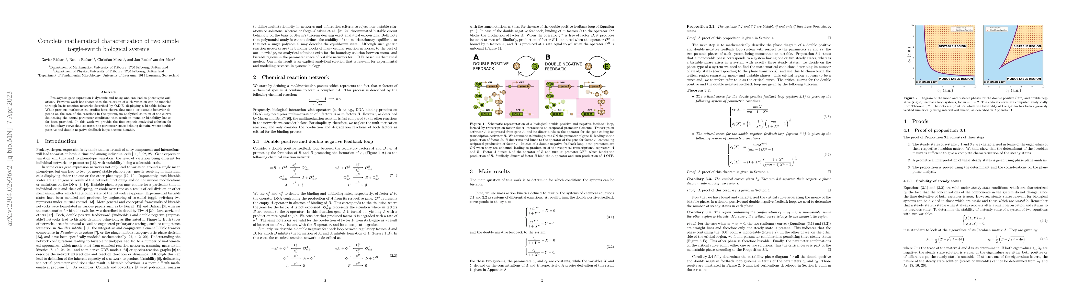 Thumbnail for Complete mathematical characterization of two simple toggle-switch
  biological systems