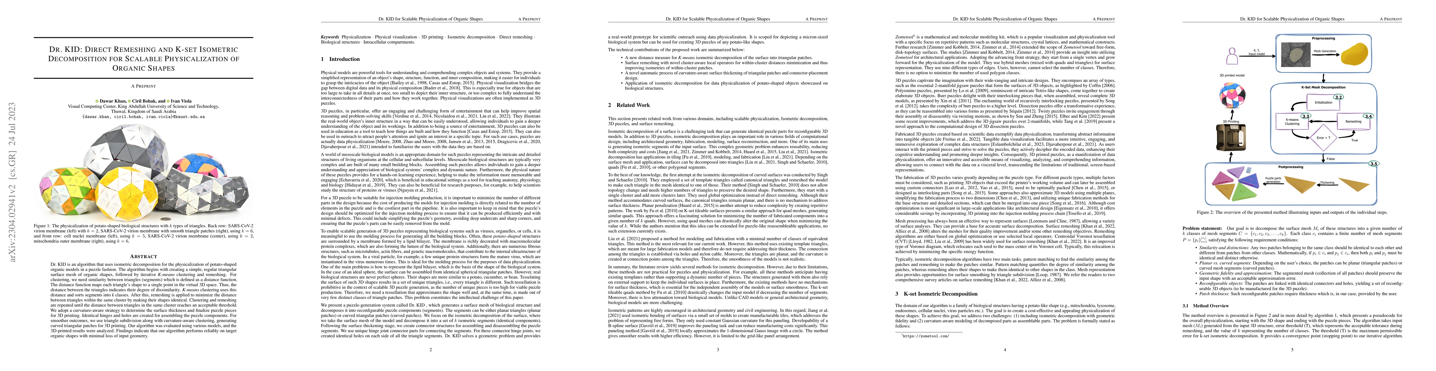 Thumbnail for Dr. KID: Direct Remeshing and K-set Isometric Decomposition for Scalable
  Physicalization of Organic Shapes
