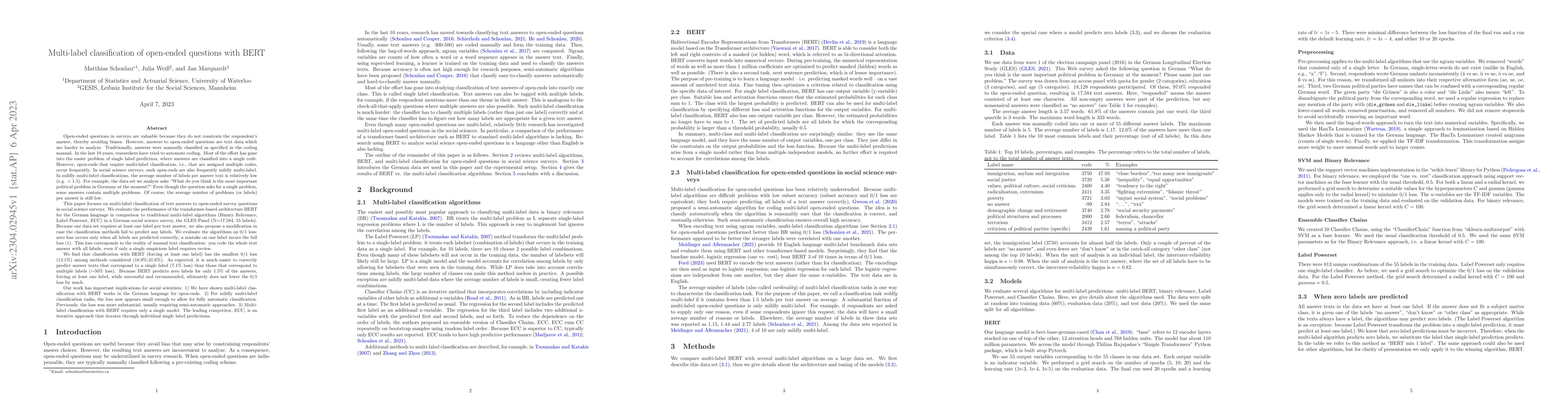 Thumbnail for Multi-label classification of open-ended questions with BERT