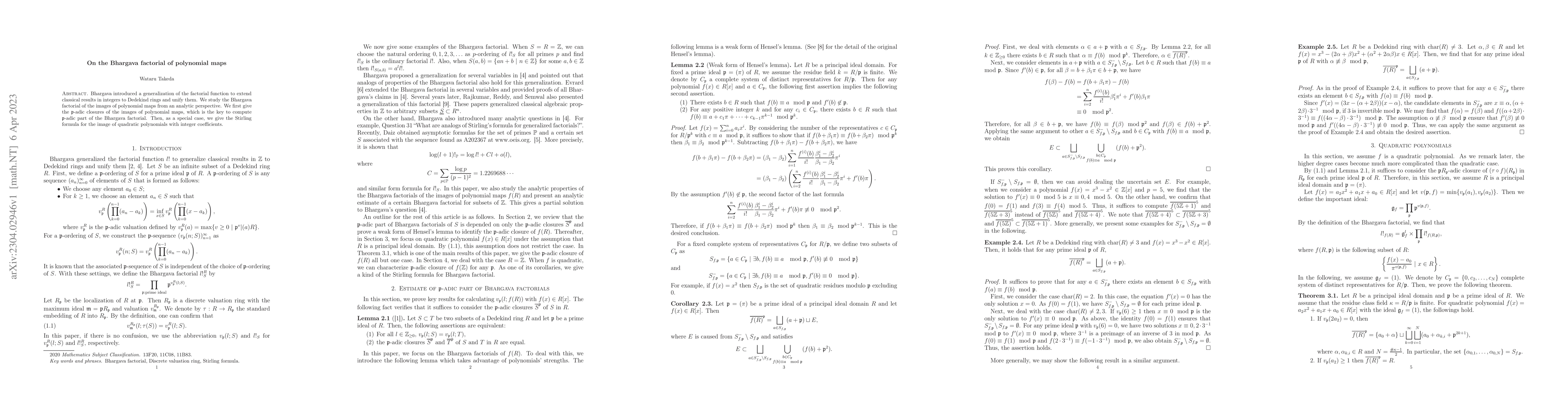 Thumbnail for On the Bhargava factorial of polynomial maps