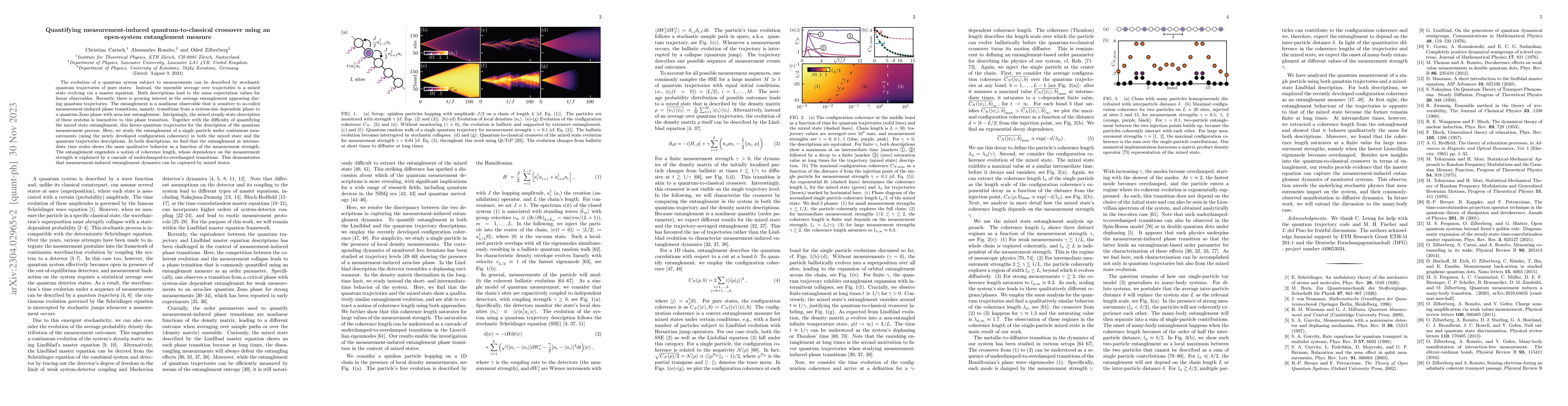 Thumbnail for Quantifying measurement-induced quantum-to-classical crossover using an
  open-system entanglement measure