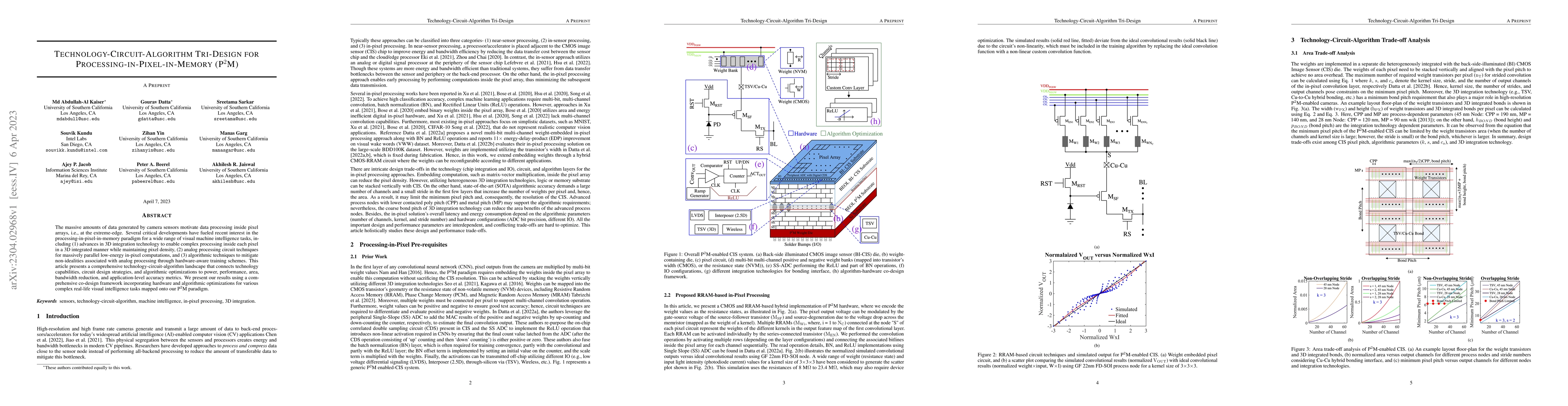 Thumbnail for Technology-Circuit-Algorithm Tri-Design for
  Processing-in-Pixel-in-Memory (P2M)