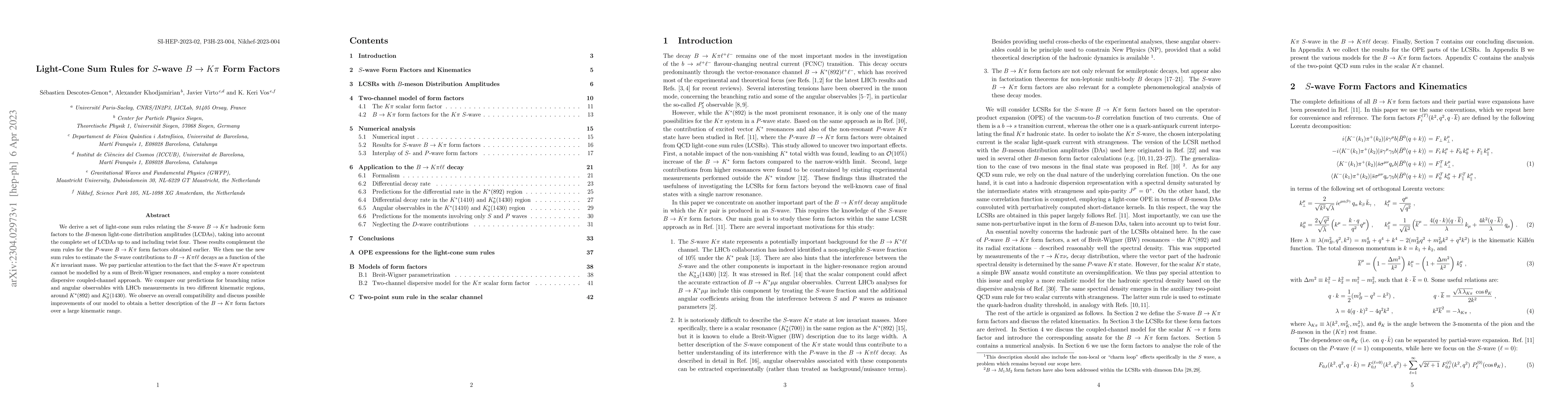 Thumbnail for Light-Cone Sum Rules for $S$-wave $B\to K\pi$ Form Factors