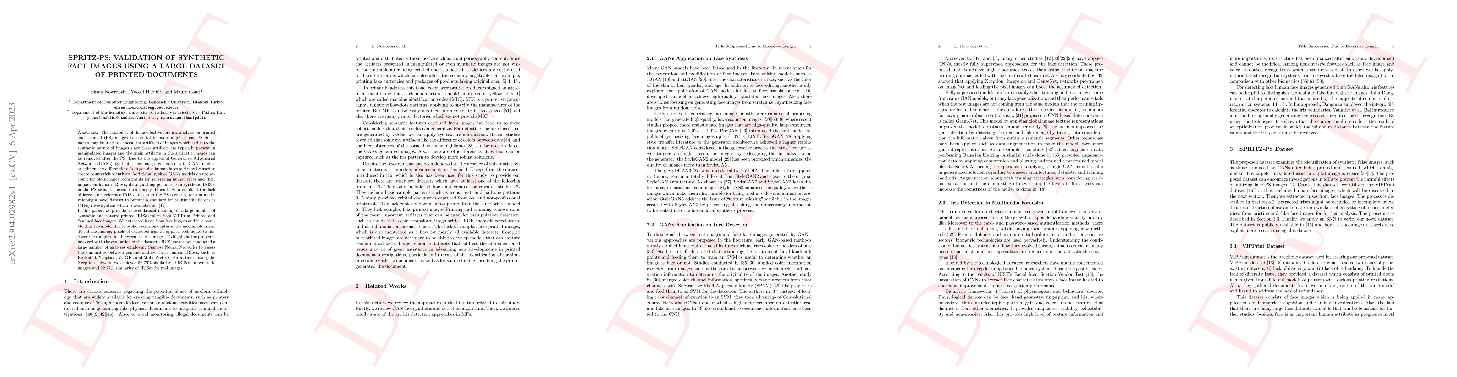 Thumbnail for Spritz-PS: Validation of Synthetic Face Images Using a Large Dataset of
  Printed Documents