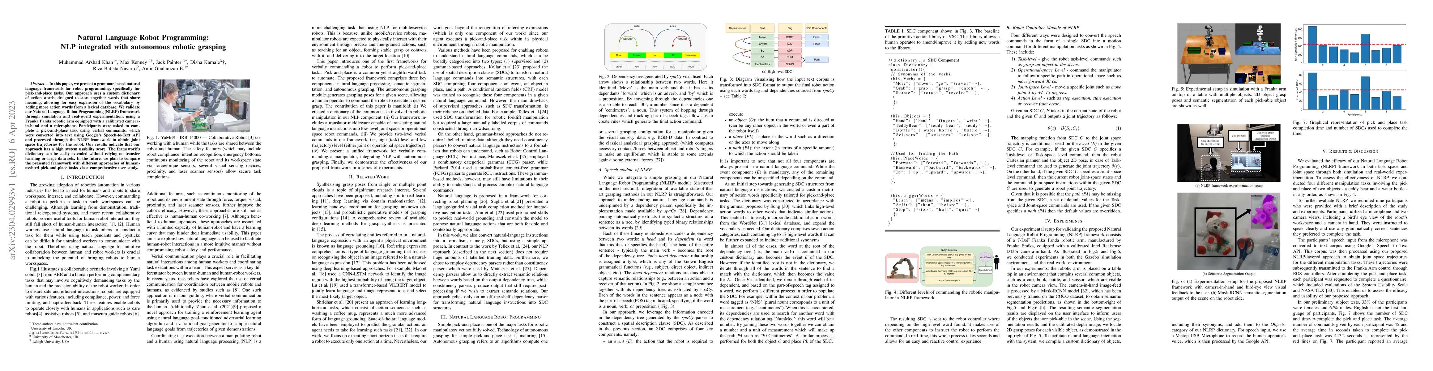 Thumbnail for Natural Language Robot Programming: NLP integrated with autonomous
  robotic grasping