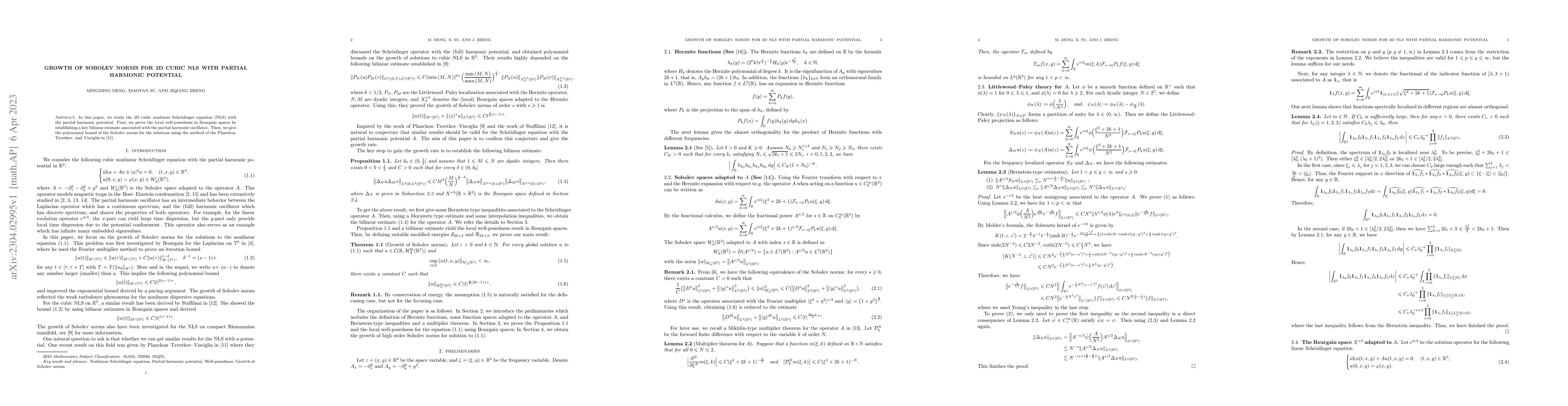 Thumbnail for Growth of Sobolev norms for 2D cubic nonlinear Schr\"odinger equation
  with partial harmonic potential