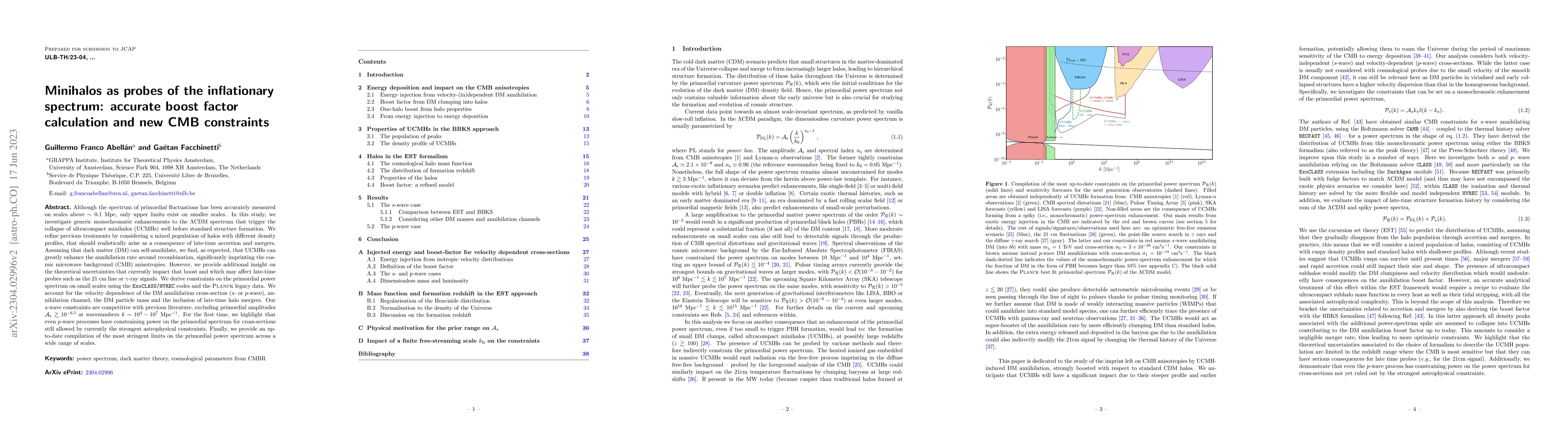 Thumbnail for Minihalos as probes of the inflationary spectrum: accurate boost factor
  calculation and new CMB constraints