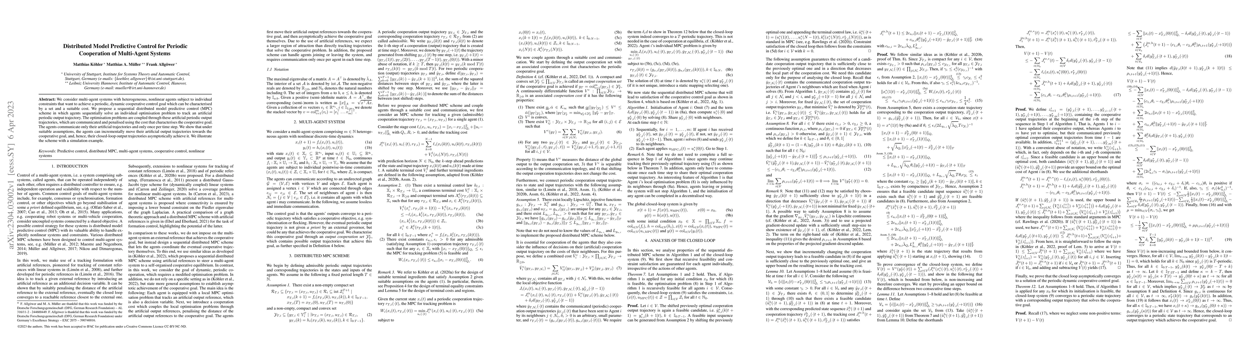 Thumbnail for Distributed Model Predictive Control for Periodic Cooperation of
  Multi-Agent Systems