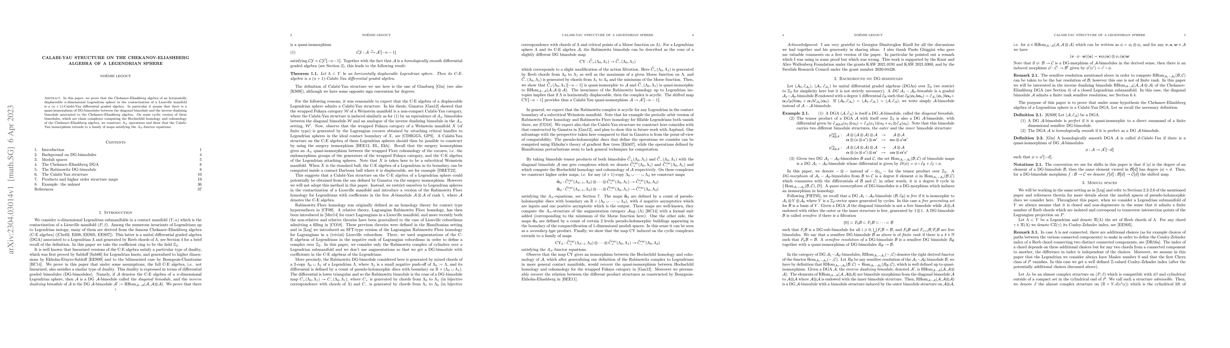 Thumbnail for Calabi-Yau structure on the Chekanov-Eliashberg algebra of a Legendrian
  sphere