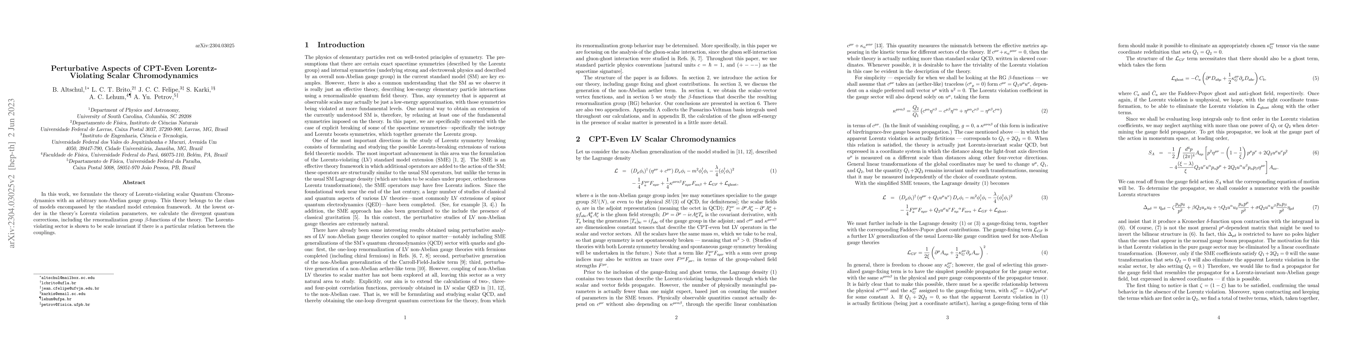 Thumbnail for Perturbative Aspects of CPT-Even Lorentz-Violating Scalar Chromodynamics