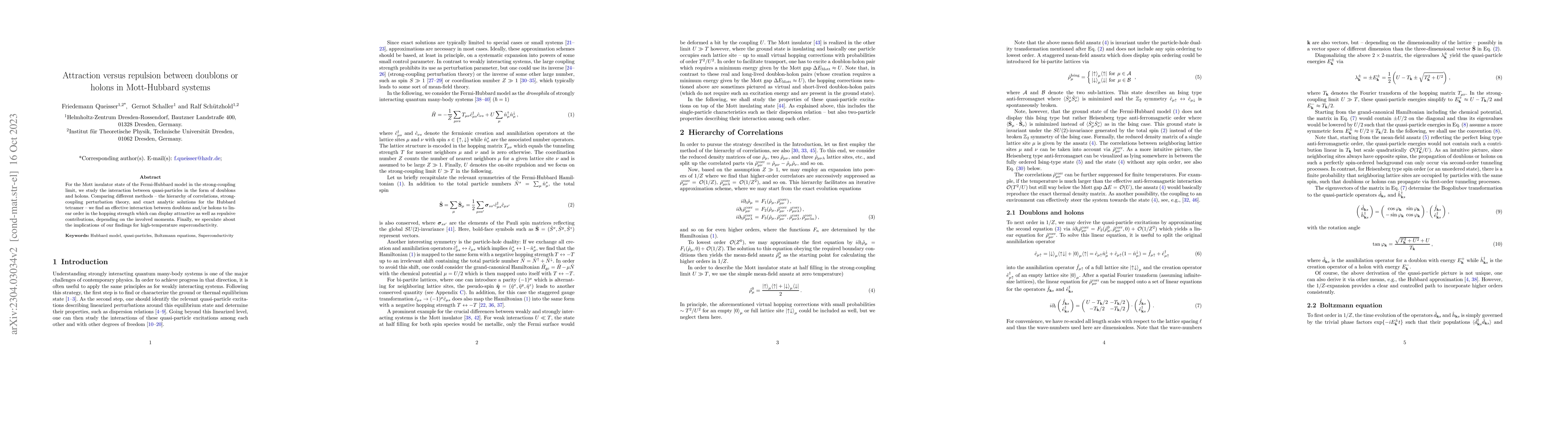 Thumbnail for Attraction versus repulsion between doublons or holons in Mott-Hubbard
  systems