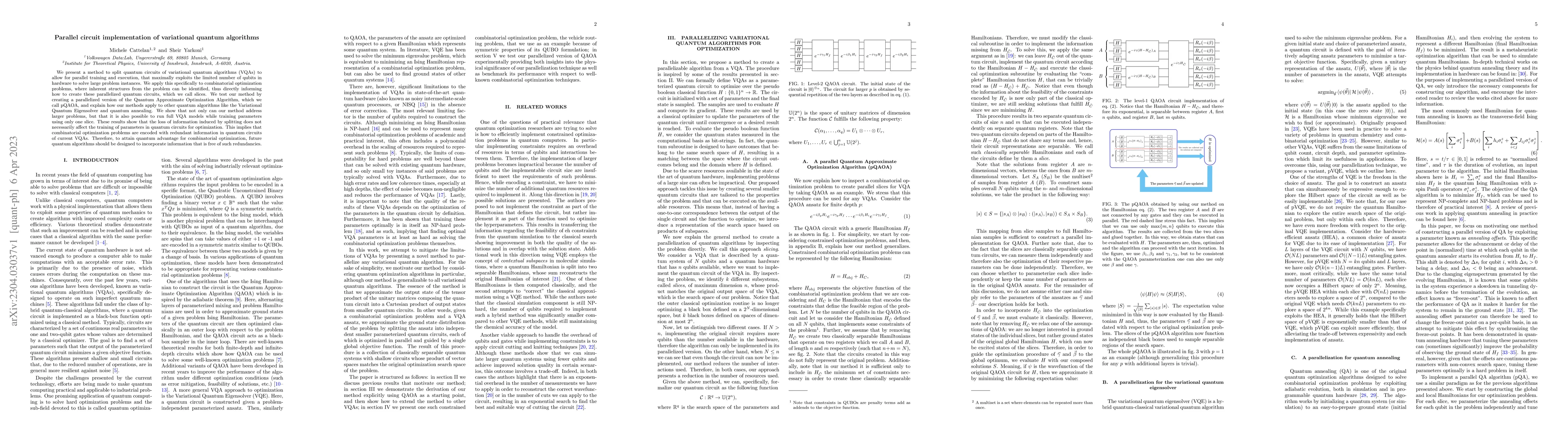 Thumbnail for Parallel circuit implementation of variational quantum algorithms