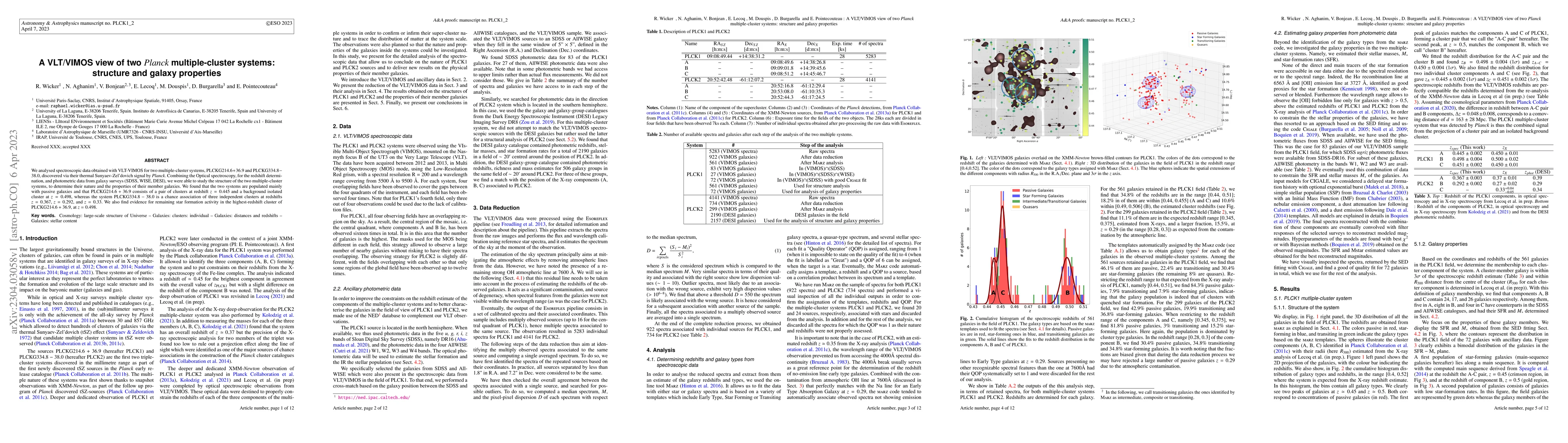 Thumbnail for A VLT/VIMOS view of two $Planck$ multiple-cluster systems: structure and
  galaxy properties